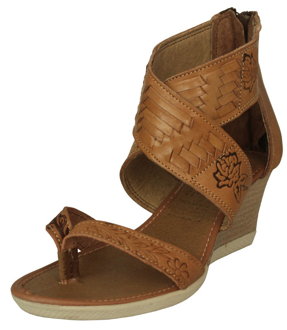Womens #203P Light Brown Authentic Mexican Huaraches Wedges - Open Toe