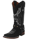 Womens Dallas Black Western Boots Leather Removable Straps - Square Toe