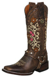 Womens Abigail Brown Western Boots Leather - Square Toe