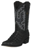Mens Black Cowboy Boots Crocodile Back Print - J Toe