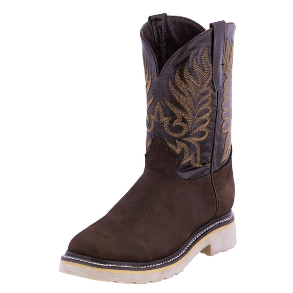 Mens 750 Dark Brown Leather Work Boots Slip Resistant Soft Toe