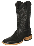 Mens #175N Black Cowboy Boots Teju Lizard Print - Square Toe