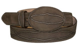 Dark Brown #480 Western Cowboy Belt Leather - Rodeo Buckle