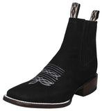 Mens #RGL4 Black Chelsea Ankle Boots Nubuck Leather - Square Toe