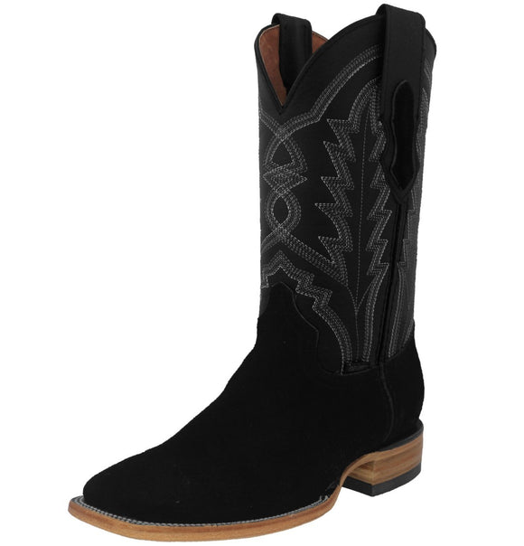 Mens #GAM Black Western Boots Suede Leather - Square Toe
