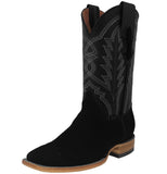 Mens #GAM Black Western Boots Suede Leather - Square Toe