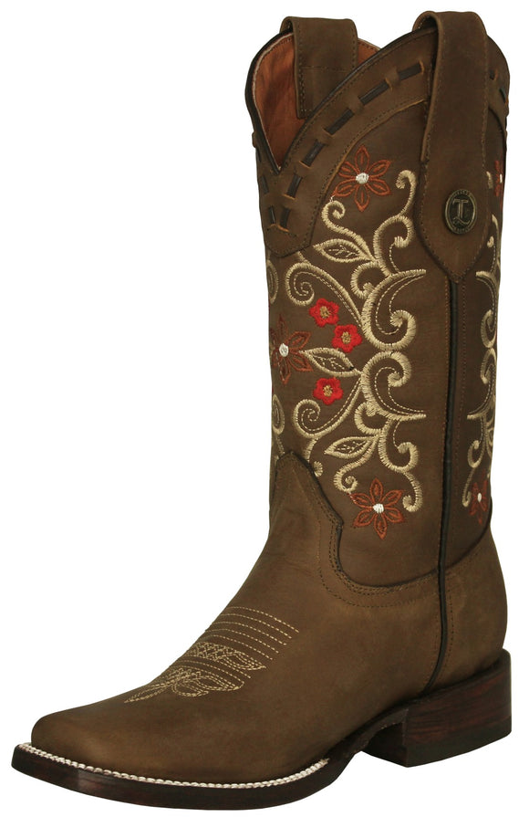 Womens Abigail Light Brown Cowboy Boots Leather - Square Toe