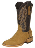 Mens #GAM2 Honey Brown Western Boots Suede Leather - Square Toe