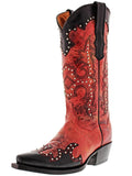 Womens Katy Baby Red Cowboy Boots Leather - Snip Toe