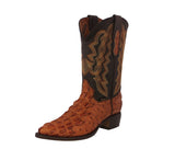 Mens #150 Cognac Cowboy Boots Crocodile & Ostrich Print - J Toe