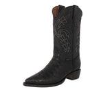 Mens #185 Black Cowboy Boots Python Snake Print - J Toe