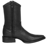 Mens Dean Black Western Boots Leather Zipper - J Toe