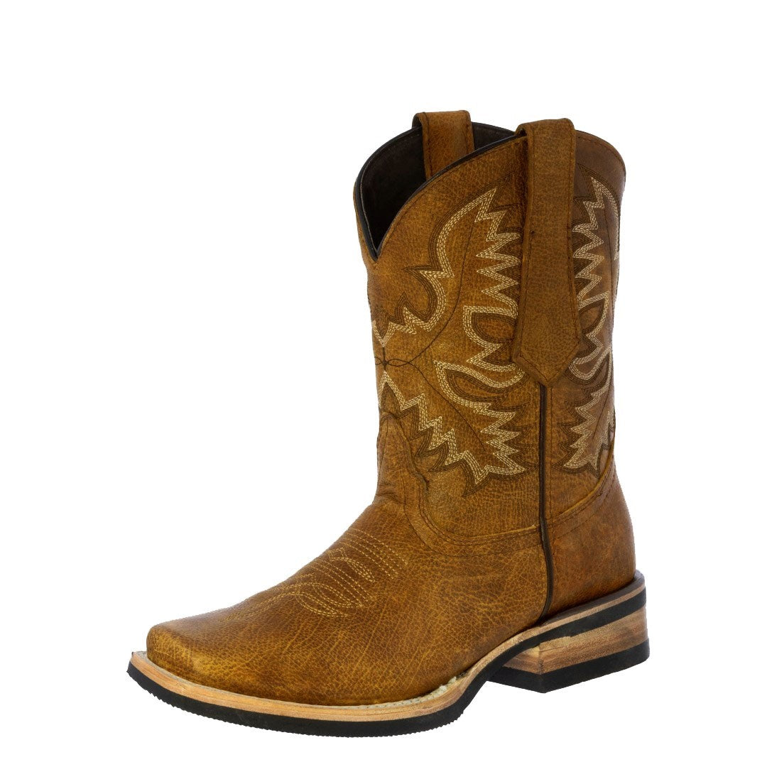 Mens Honey Brown Western Wear Leather Cowboy Boots - Square  display picture 2