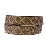 Light Brown Western Cowboy Belt Pirarucu Fish Leather - Silver Buckle