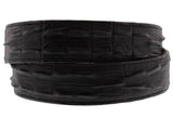 Black Western Belt Crocodile Tail Print Leather - Silver Buckle