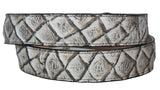 Natural Western Cowboy Belt Pirarucu Fish Leather - Silver Buckle
