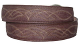 Burgundy #215 Western Belt Embroidered Leather - Removable Buckle