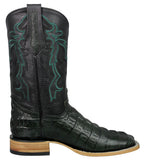 Mens #132N Green Cowboy Boots Crocodile Tail Print - Square Toe