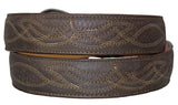 Brown #215 Western Belt Embroidered Leather - Removable Buckle