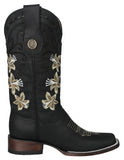 Womens Annie Matte Black Western Boots Leather - Square Toe