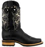 Womens Jesse Black Western Cowboy Boots Leather - Square Toe