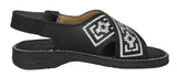 Mens #P005 Black Authentic Mexican Huaraches Embroidered - Open Toe