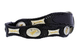 Black Western Cowboy Belt Concho Leather - Silver Buckle
