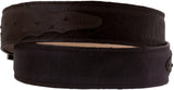 Brown Western Cowboy Belt Ostrich Quill Print Overlay Leather - Silver Buckle