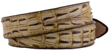 Rustic Tan Western Belt Crocodile Tail Print Leather - Silver Buckle