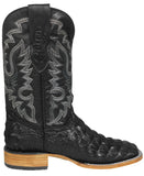 Mens Black Cowboy Boots Crocodile Back Print - Square Toe