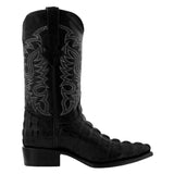 Mens #130 Black Alligator Tail Print Leather Cowboy Boots - J Toe