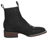 Mens #RGL4 Black Chelsea Ankle Boots Nubuck Leather - Square Toe