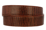 Cognac Western Cowboy Belt Teju Lizard Print Leather - Rodeo Buckle