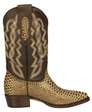 Mens #180 Sand Cowboy Boots Python Snake Print - J Toe