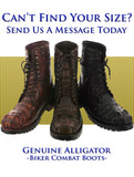 Men's Brown Full Alligator Skin Leather Motorcycle Boots Round