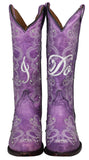 Womens "I Do' Purple Wedding Boots Leather - Snip Toe