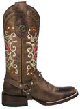 Womens Abigail Brown Western Boots Leather - Square Toe