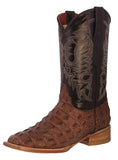 Mens #110N Brown Alligator Back Print Leather Cowboy Boots - Square Toe