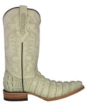 Mens Off White Alligator Tail Print Leather Cowboy Boots 3X Toe - #130N