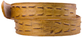Butterscotch Western Belt Crocodile Tail Print Leather - Rodeo Buckle