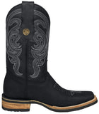 Mens #305 Black Western Boots Leather Rubber Soles - Square Toe