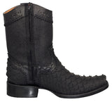 Mens #182R Black Cowboy Boots Snake Print Zipper - Square Toe