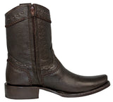 Mens Dean Dark Brown Western Boots Leather Zipper - Square Toe