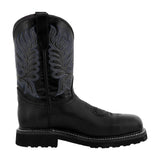 Mens S750 Black Leather Work Boots Slip Resistant Steel Toe