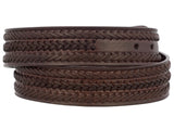 Mens Braided Cowboy Belt Removable Buckle Authentic Leather Rodeo Western Brown
