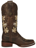 Womens Annie Brown Western Boots Leather - Square Toe