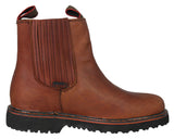 Mens 100TR Cognac Work Boots Leather Pull On - Soft Toe
