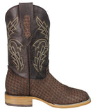 Mens Dark Brown Western Cowboy Boots Woven Leather - Square Toe