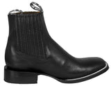 Mens Black Chelsea Ankle Boots Leather Pull On - Square Toe