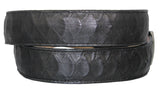 Black #180A Western Belt Snake Print Leather - Removable Buckle